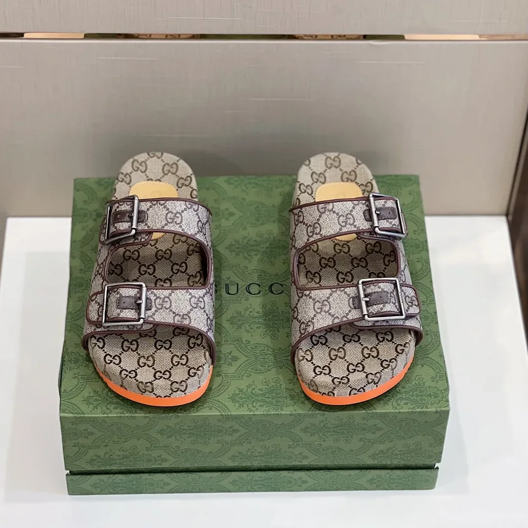 Gucci Slide Sandal With Straps Beige And Grey for Women