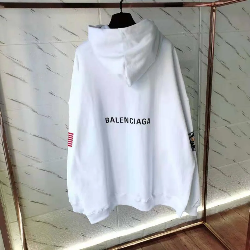 Balenciaga Space Boxy Hoodie in White Medium Fleece for Women Balenciaga Space Boxy Hoodie in White Medium Fleece for Women