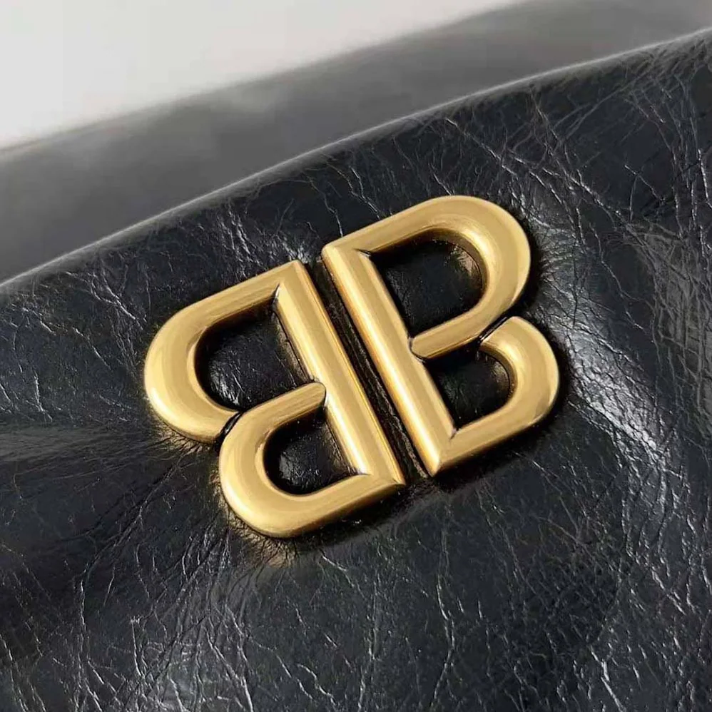 Balenciaga Monaco Large Chain Bag in Black Arena Calfskin for Women