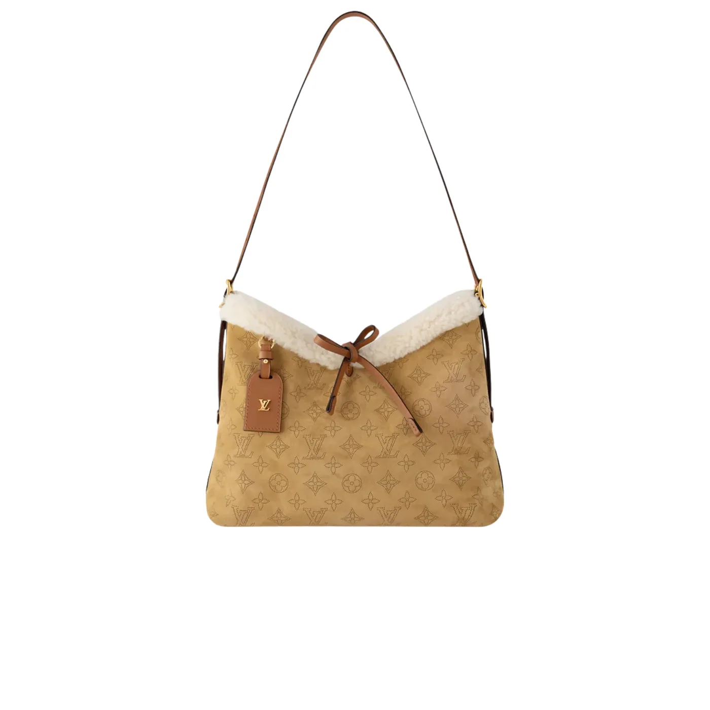 Louis Vuitton CarryAll PM Shoulder Bag in Beige Gold Hardware