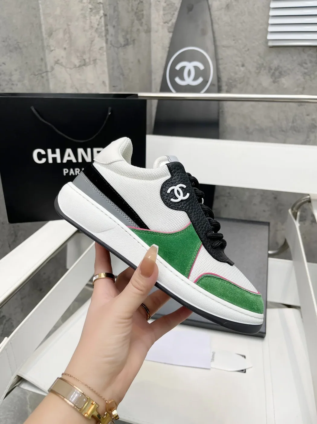 Chanel Sneakers White/Green , Shoes for Women