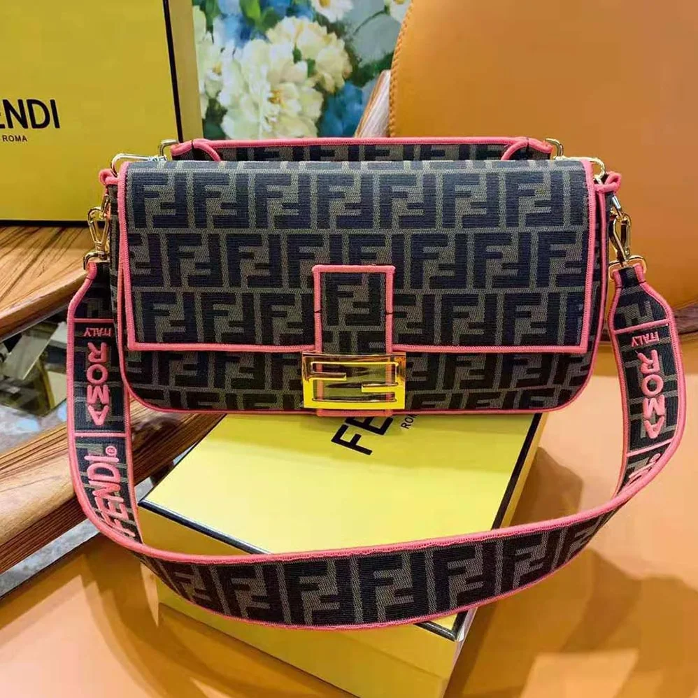 Fendi Baguette Large Fendi Roma for Women in Amor Fabric Bag Fendi Baguette Large Fendi Roma for Women in Amor Fabric Bag