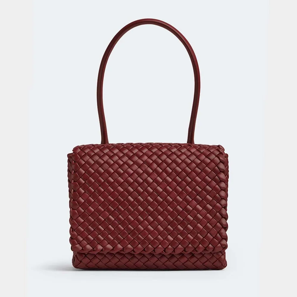 Bottega Veneta Patti Top Handle Bag in Lambskin for Women in Maroon Bottega Veneta Patti Top Handle Bag in Lambskin for Women in Maroon