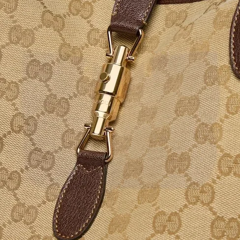 Gucci Jackie Large Tote Bag / Sand/ Dark Brown Gold Hardware
