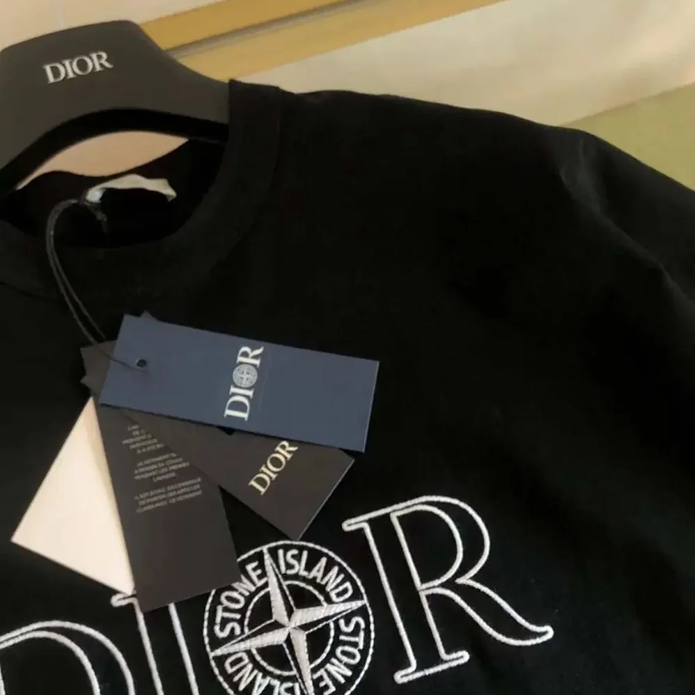 Dior Dior and Stone Island T-shirt Oversized Fit Black Cotton Jersey for Men