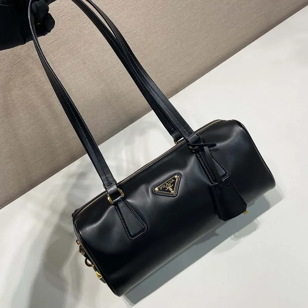 Prada Medium Leather Top-handle Bag with Padlock for Women in Black