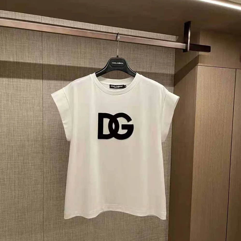 Dolce Gabbana D&G Lnterlock T-shirt with Satin DG Patch for Women