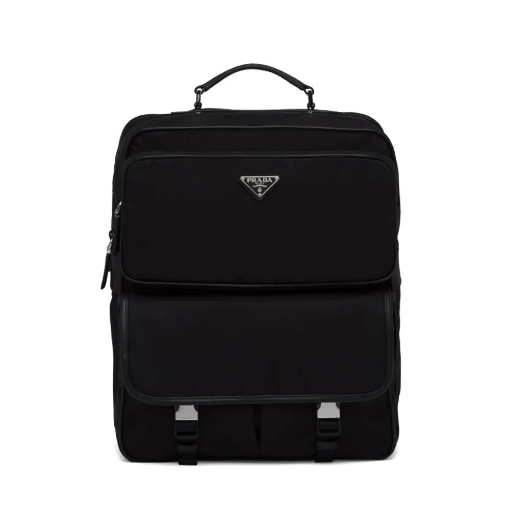 Prada Fabric Backpack Accented with Fine Saffiano Leather Trim for Men Prada Fabric Backpack Accented with Fine Saffiano Leather Trim for Men