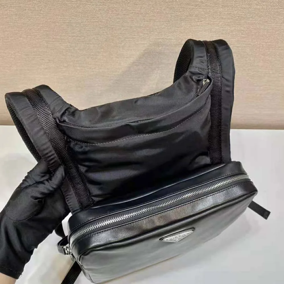 Prada Leather Backpack with Hood for Women in Black Prada Leather Backpack with Hood for Women in Black