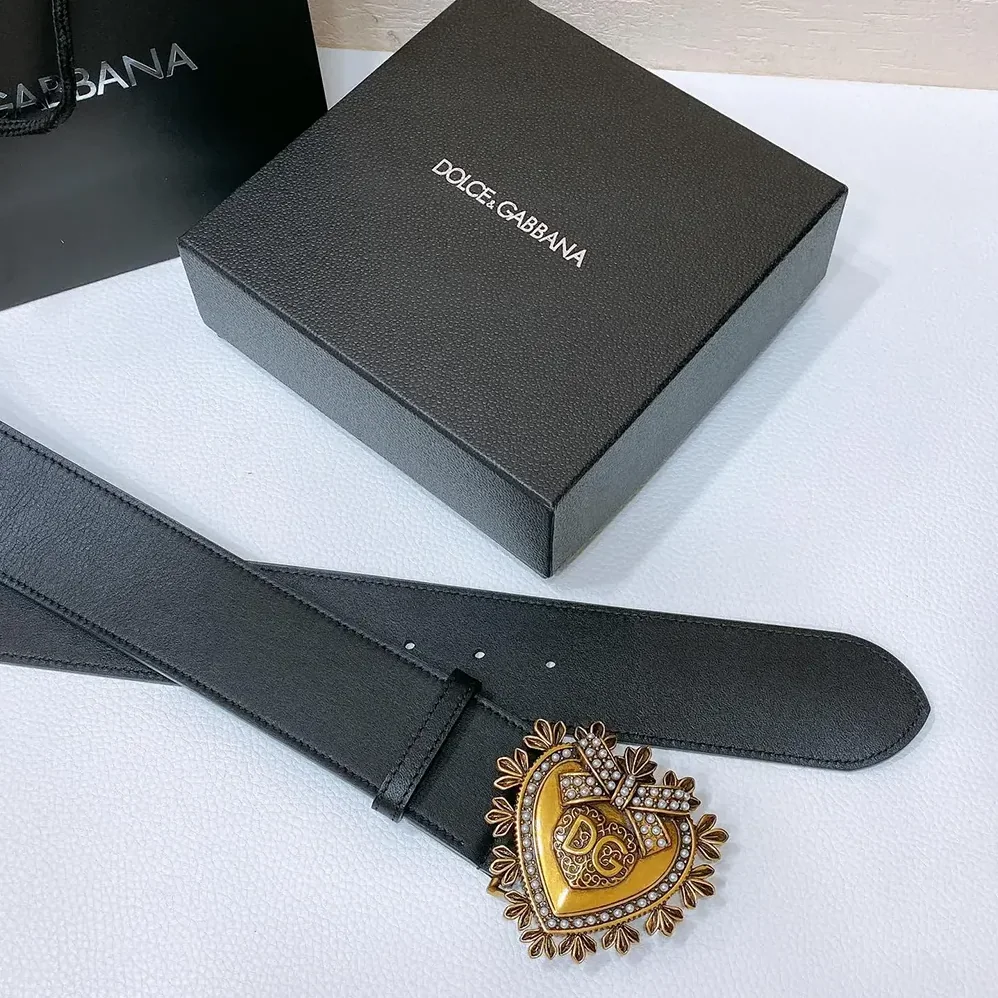 Dolce Gabbana D&G Leather Devotion Belt for Women in Black