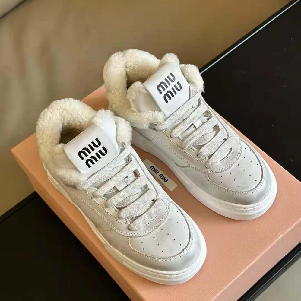 Miu Miu Bleached Leather Sneakers in EVA Sole with Logo for Women Miu Miu Bleached Leather Sneakers in EVA Sole with Logo for Women