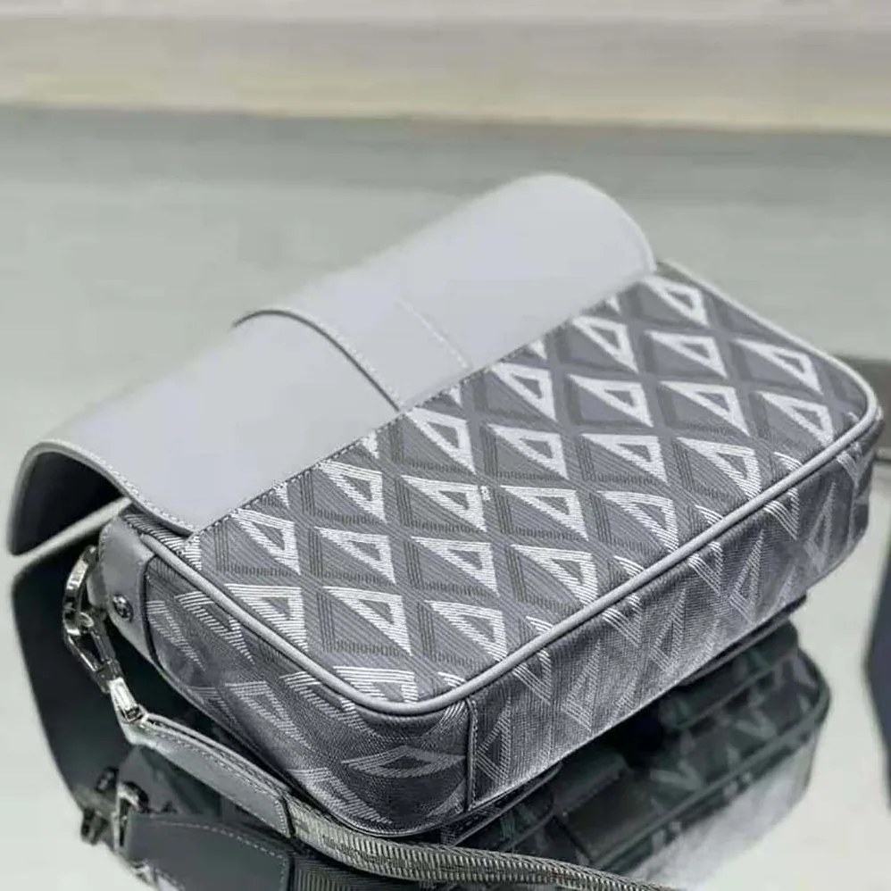 Dior Hit The Road Bag with Strap Dior Gray CD Diamond Canvas and Smooth Calfskin for Men Dior Hit The Road Bag with Strap Dior Gray CD Diamond Canvas and Smooth Calfskin for Men
