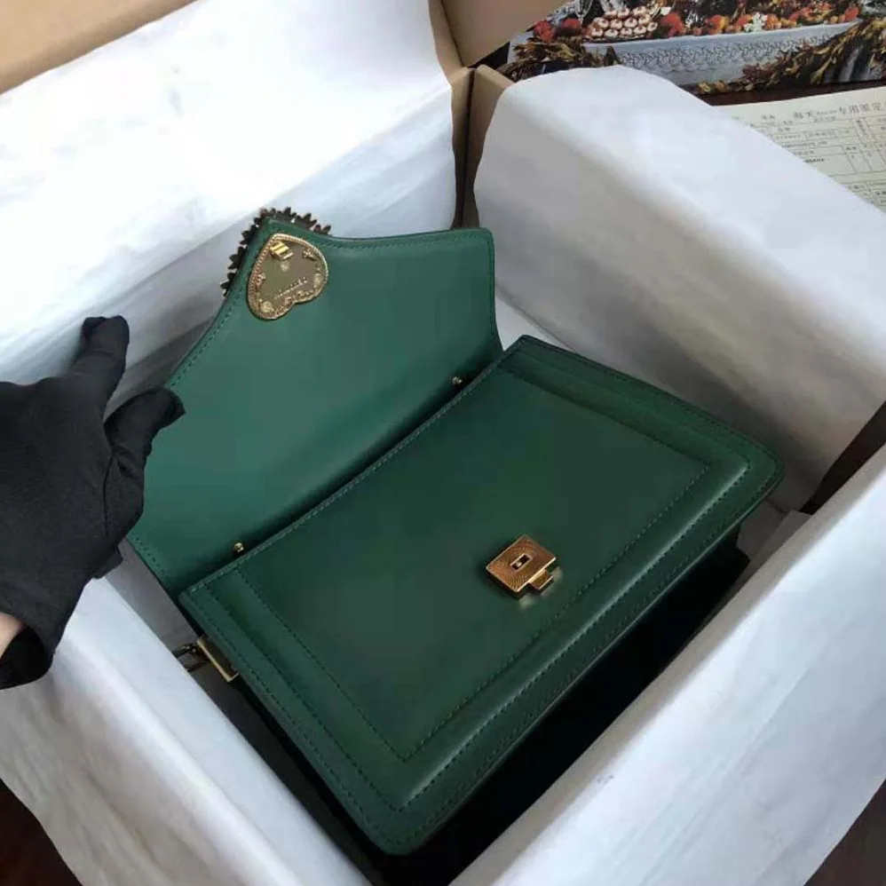 Dolce Gabbana D&G Small Smooth Calfskin Devotion Bag for Women in Green