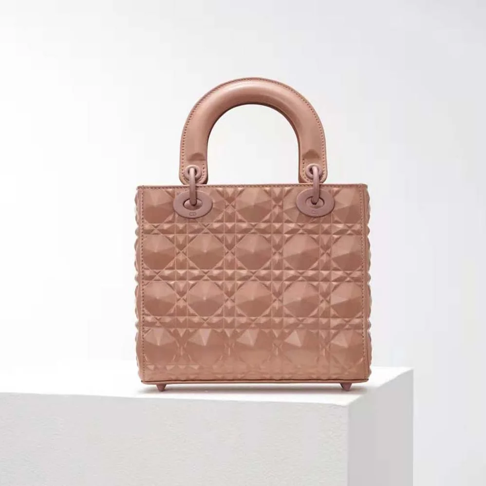 Dior Small Lady Dior my Abcdior Bag Rose Des Vents Cannage Calfskin with Diamond Motif for Women