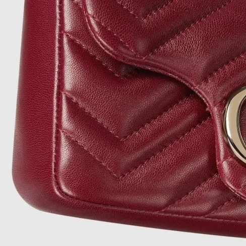 Gucci Marmont Mini Shoulder Bag / Rosso Ancora Red Gold Hardware