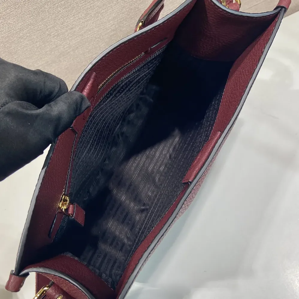 Prada Medium Leather Bag for Women in Burgundy