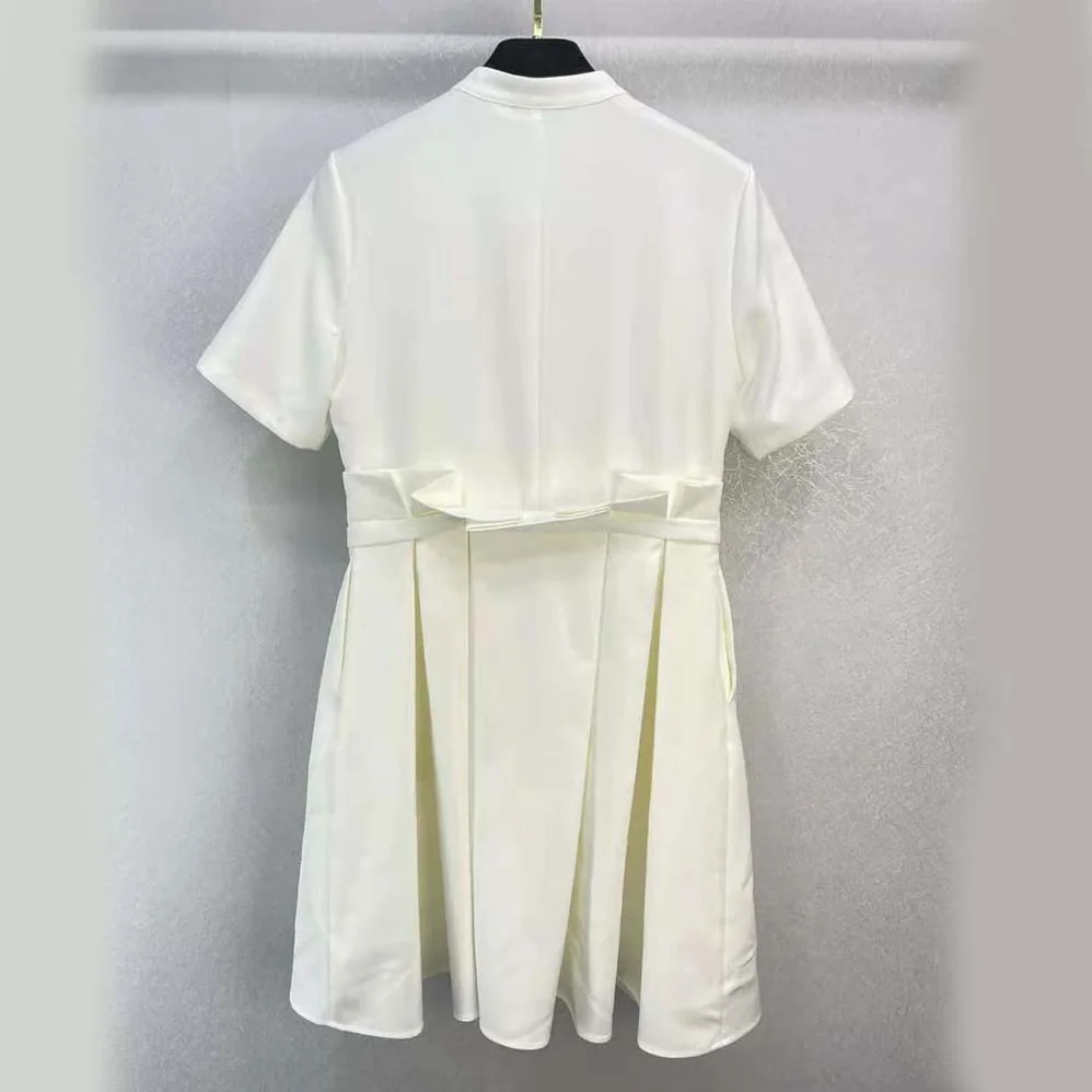 Dior Short Flared Dress White Wool and Silk for Women Dior Short Flared Dress White Wool and Silk for Women