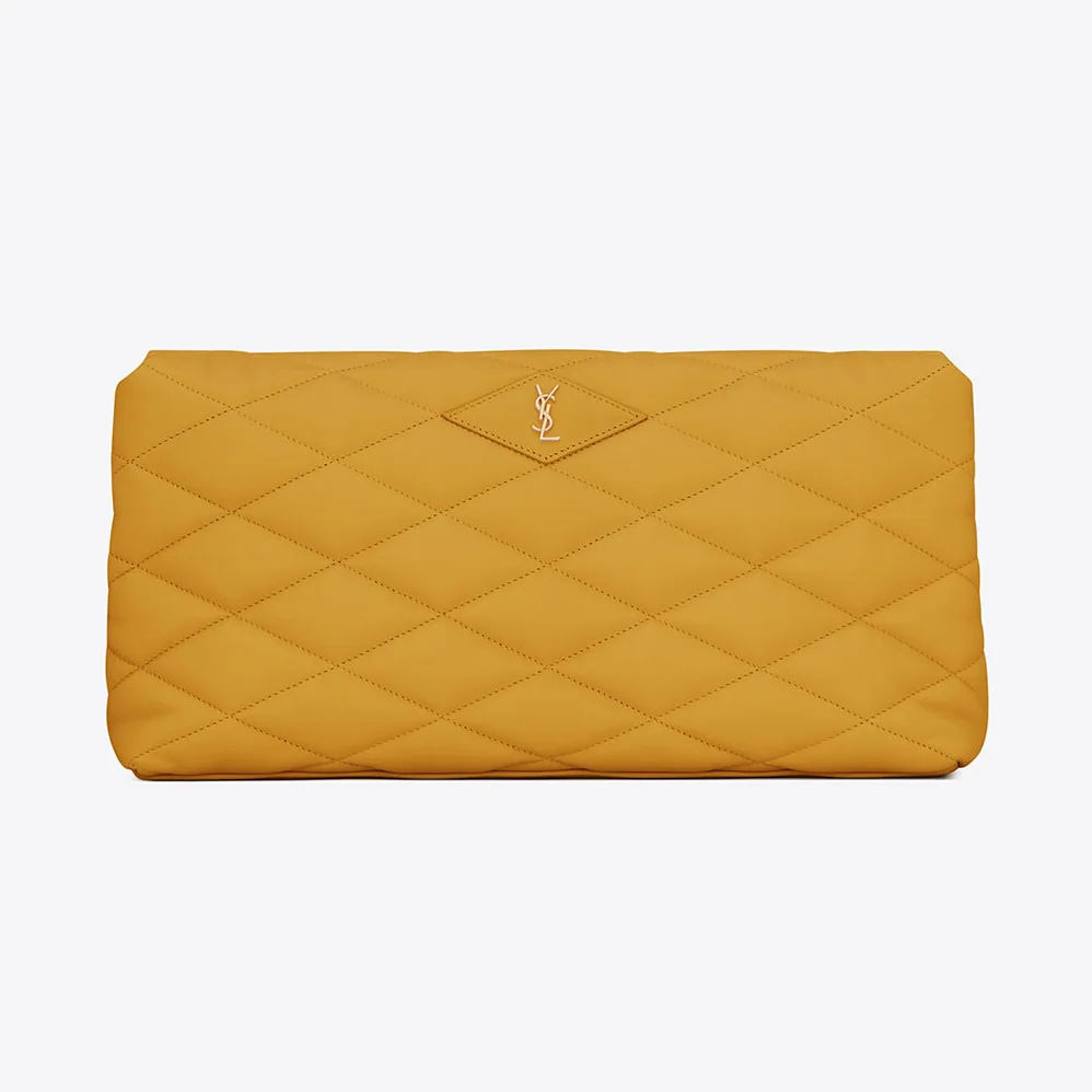 Saint Laurent YSL Sade Puffer Envelope Clutch in Lambskin for Women in Yellow Saint Laurent YSL Sade Puffer Envelope Clutch in Lambskin for Women in Yellow