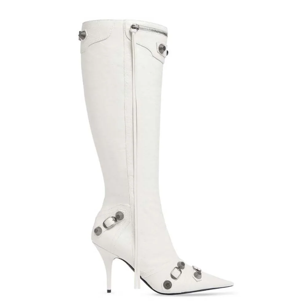 Balenciaga Cagole 90mm Boot in White Arena Lambskin for Women