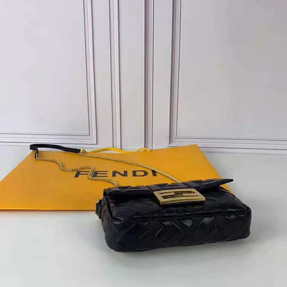 Fendi Baguette Black Leather Bag for Women