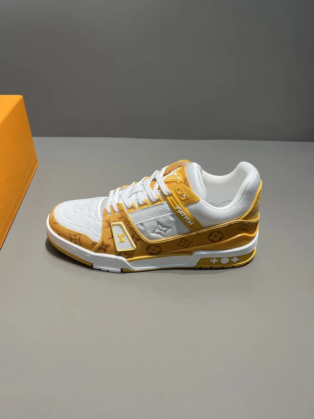 Louis Vuitton Trainer Sneaker Monogram Denim Yellow Virgil Abloh LV 1A9JHJ Louis Vuitton Trainer Sneaker Monogram Denim Yellow Virgil Abloh LV 1A9JHJ