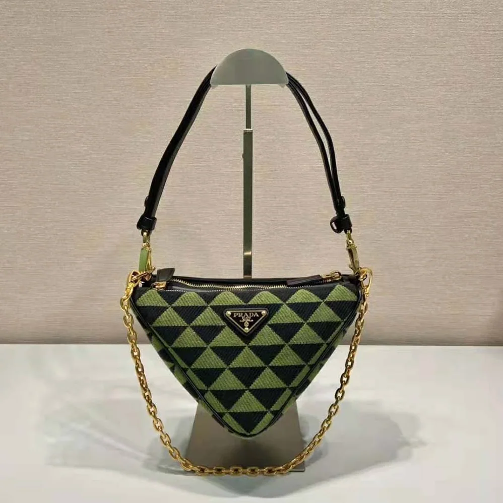 Prada Symbole Leather and Fabric Mini Bag for Women in Green Prada Symbole Leather and Fabric Mini Bag for Women in Green