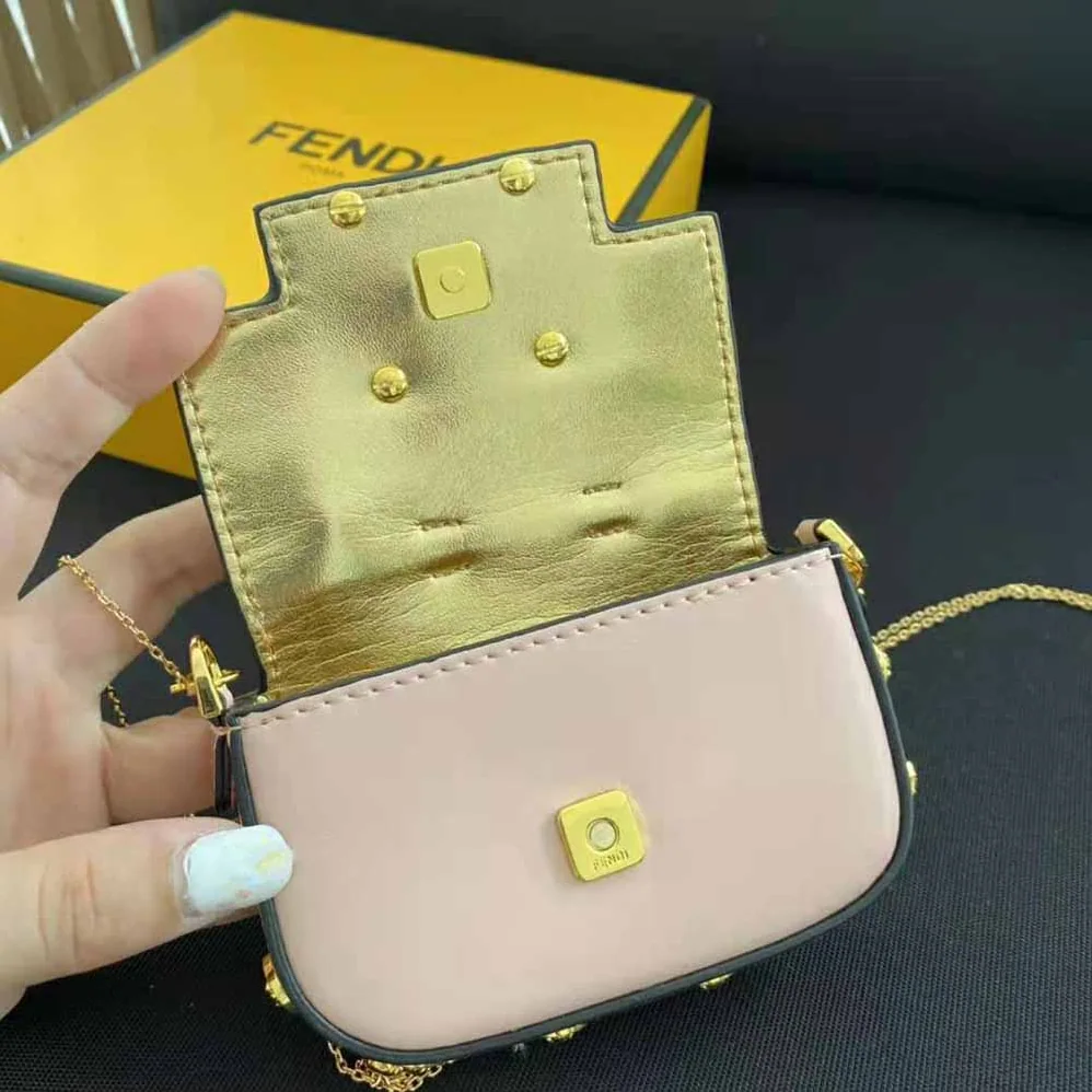 Fendi Nano Baguette Charm Fendace Pink Leather Charm for Women Fendi Nano Baguette Charm Fendace Pink Leather Charm for Women