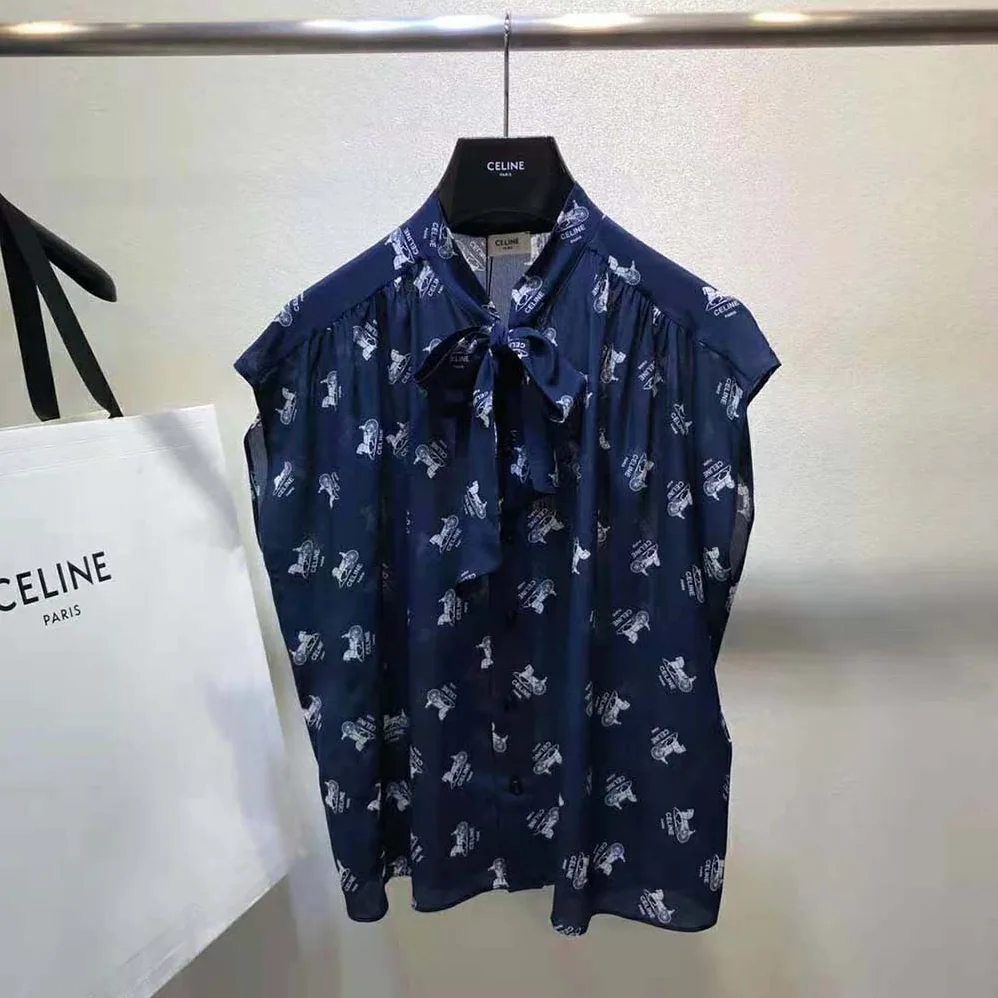 Celine Lavalliere Blouse in Crepe DE Chine for Women Celine Lavalliere Blouse in Crepe DE Chine for Women