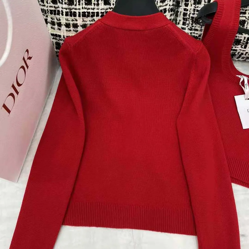 Dior Twin-set Amaryllis Red Cashmere Knit for Women