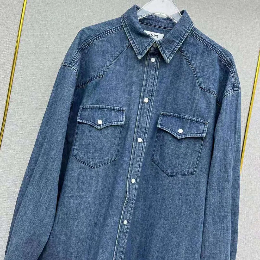 Celine Cowboy Painter Shirt in Denim for Women in Blue