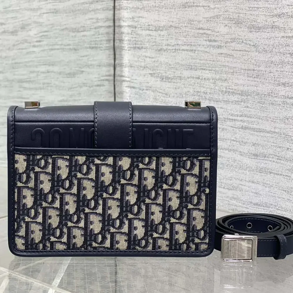 Dior 30 Montaigne Bag Blue Dior Oblique Jacquard and Smooth Calfskin for Women