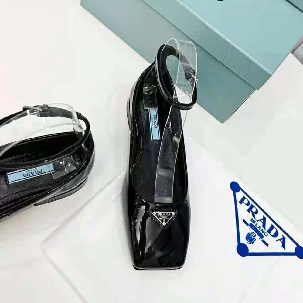 Prada Patent Leather Ballerinas for Women in Black