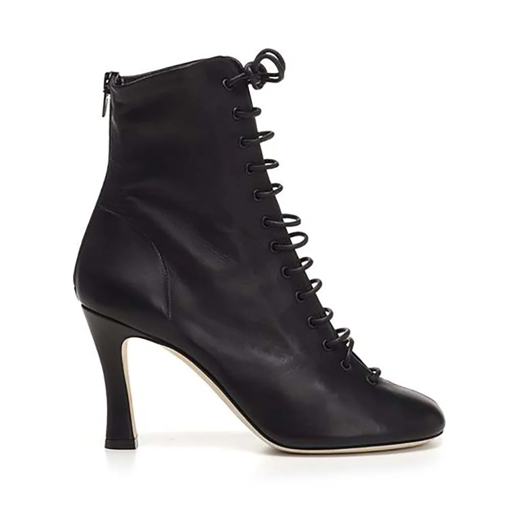 Celine Shoes Glove Bootie Laced Ankle Boot In Nappa Lambskin 90mm Heel for Women in Black Celine Shoes Glove Bootie Laced Ankle Boot In Nappa Lambskin 90mm Heel for Women in Black