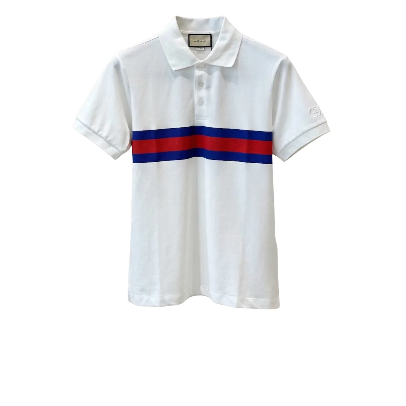 Gucci Web Stripe Pique Polo Shirt White Gucci Web Stripe Pique Polo Shirt White