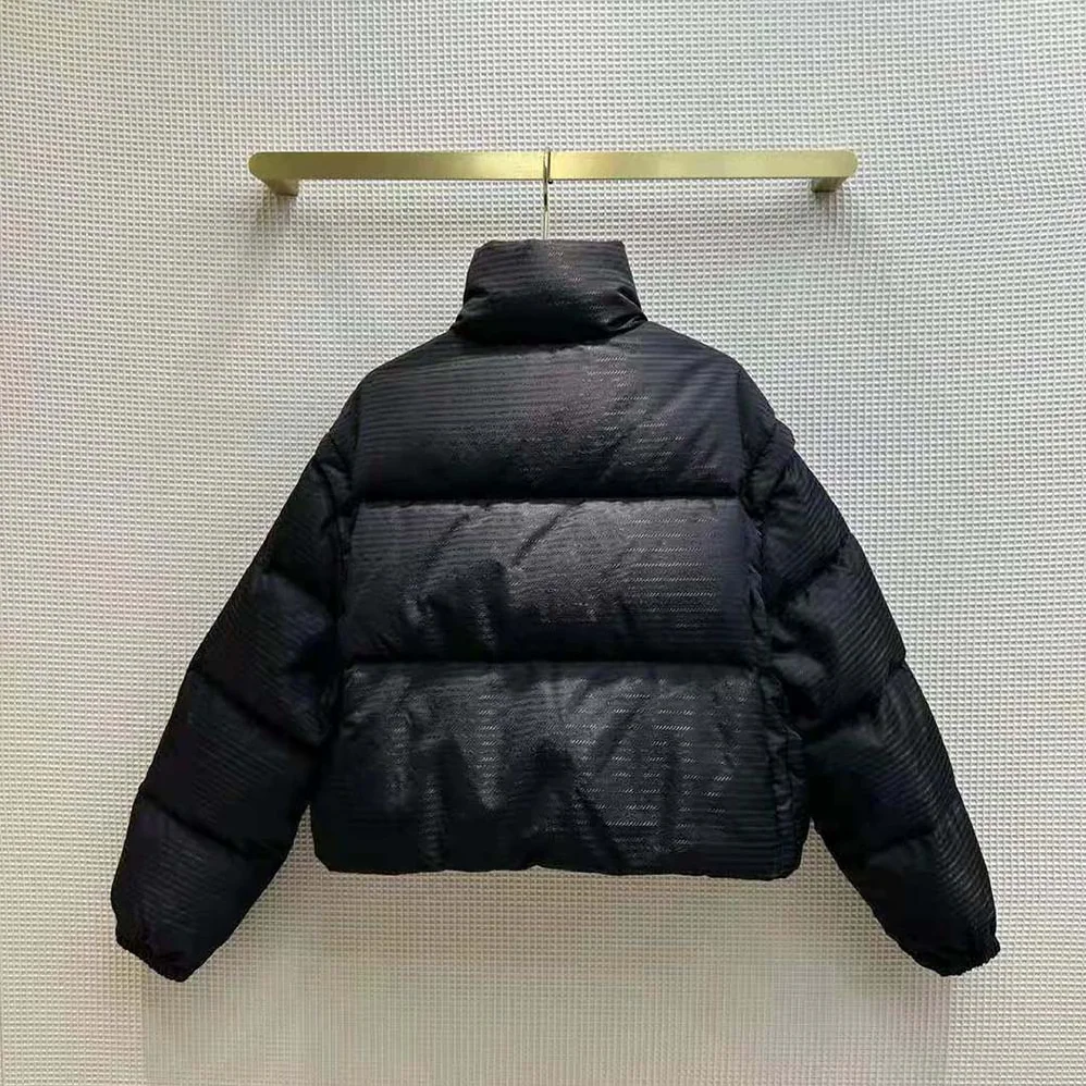 Prada Re-Nylon Cropped Hooded Down Jacket for Women in Black Prada Re-Nylon Cropped Hooded Down Jacket for Women in Black