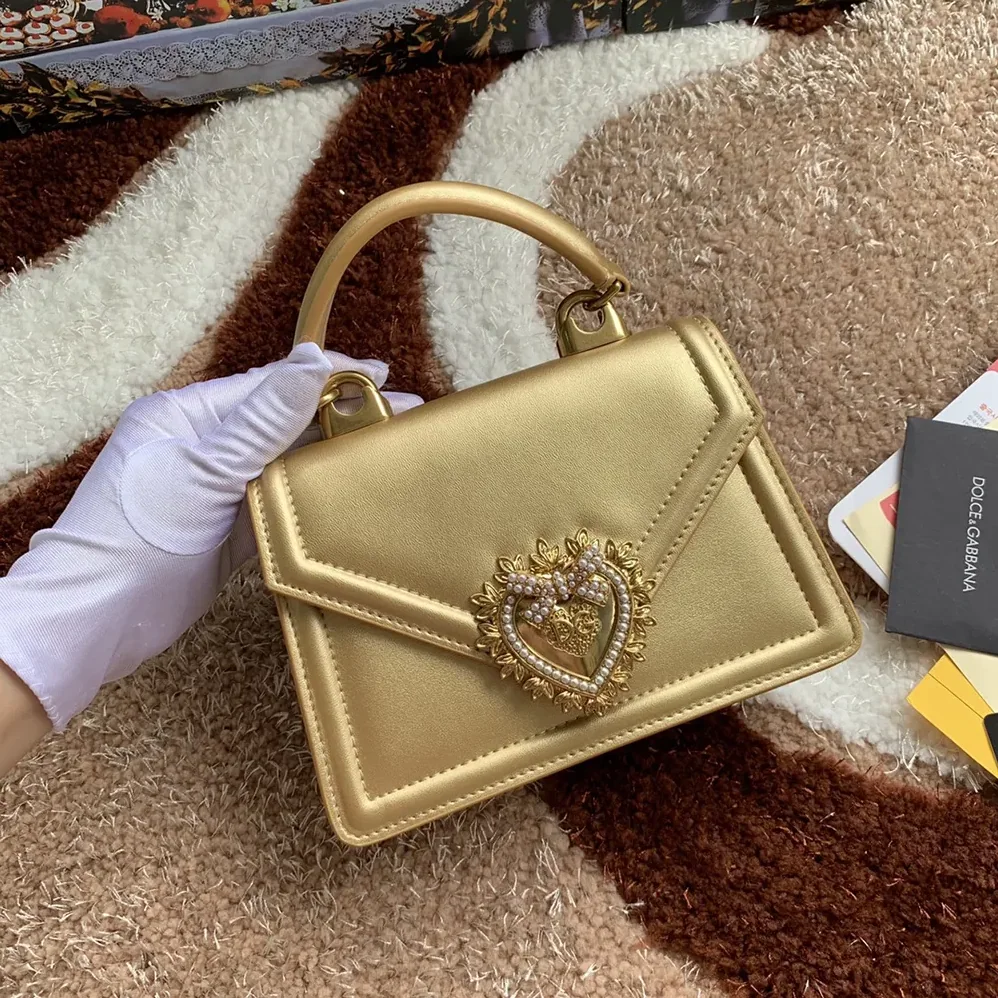 Dolce Gabbana D&G Medium Devotion Bag in Mordore Nappa Leather for Women in Gold