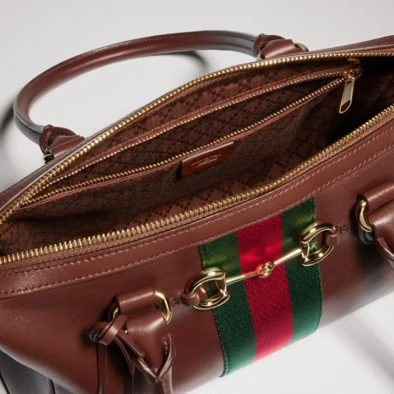 Gucci Borsetto Medium Boston Shoulder Bag in Chestnut Gold Hardware Gucci Borsetto Medium Boston Shoulder Bag in Chestnut Gold Hardware