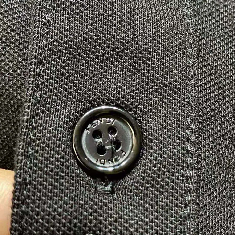 Fendi Polo Shirt Black Pique Sweater for Men Fendi Polo Shirt Black Pique Sweater for Men
