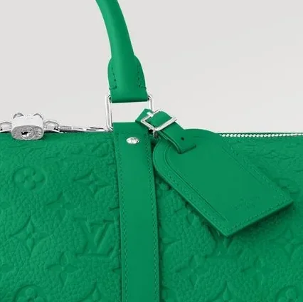 Louis Vuitton Keepall Bandouliere 50 Travel Bag in Green Silver Hardware Louis Vuitton Keepall Bandouliere 50 Travel Bag in Green Silver Hardware