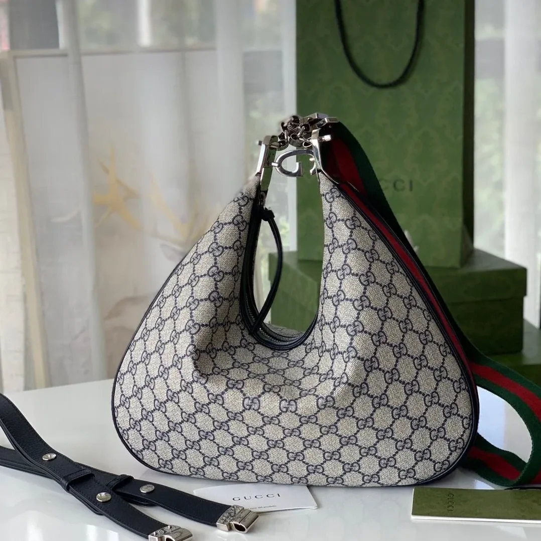 Gucci Attache Small Shoulder Bag in Beige GG Gucci Attache Small Shoulder Bag in Beige GG