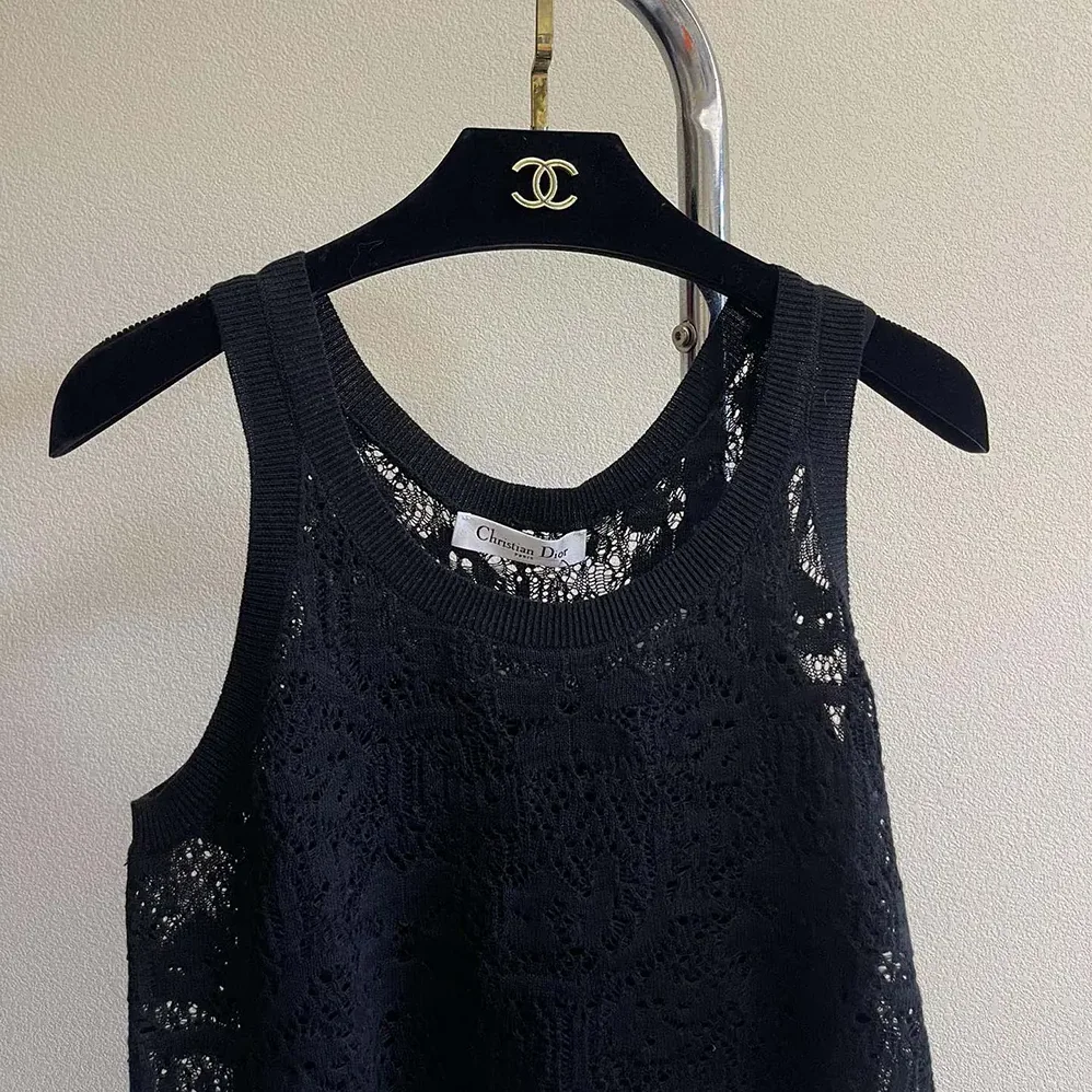 Dior Twinset Black Mohair and Wool Blend Lace for Women Dior Twinset Black Mohair and Wool Blend Lace for Women