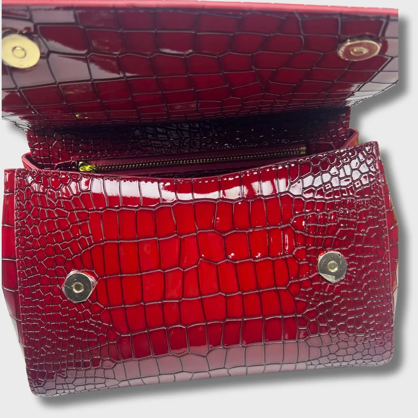 Dolce & Gabbana Medium Sicily Bag In Foiled Crocodile in Print Burgundy / DG