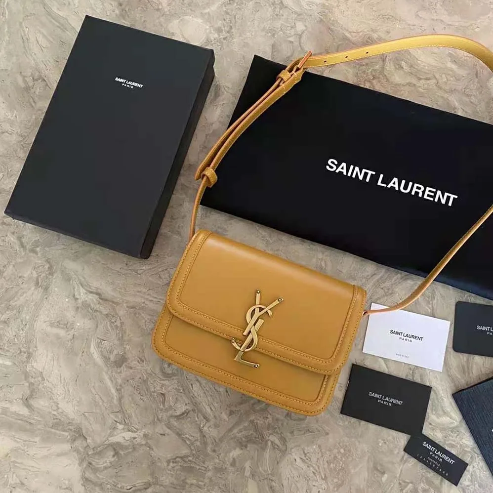Saint Laurent YSL Solferino Small Satchel in Box Saint Laurent Leather for Women in Yellow Saint Laurent YSL Solferino Small Satchel in Box Saint Laurent Leather for Women in Yellow