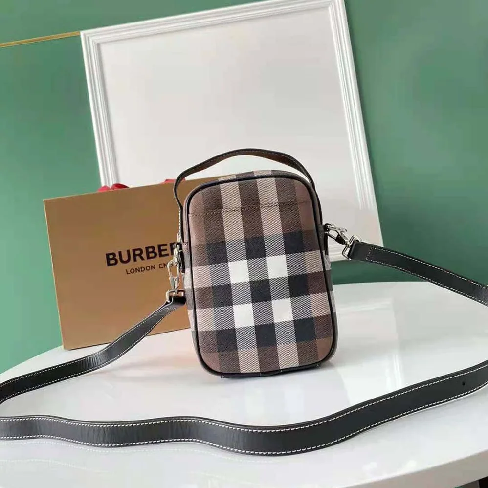 Burberry Check and Leather Crossbody Bag for Men in Brown Burberry Check and Leather Crossbody Bag for Men in Brown