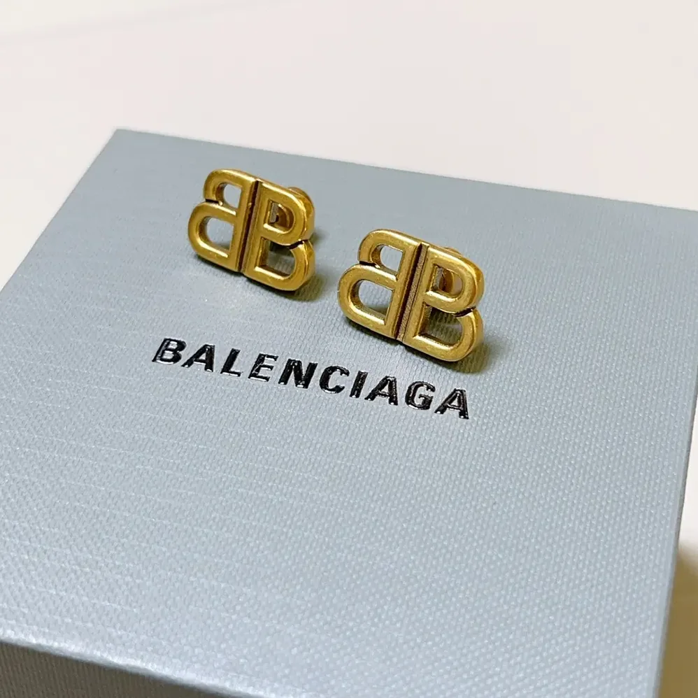 Balenciaga Monaco Stud S Earrings in Antique Gold for Women
