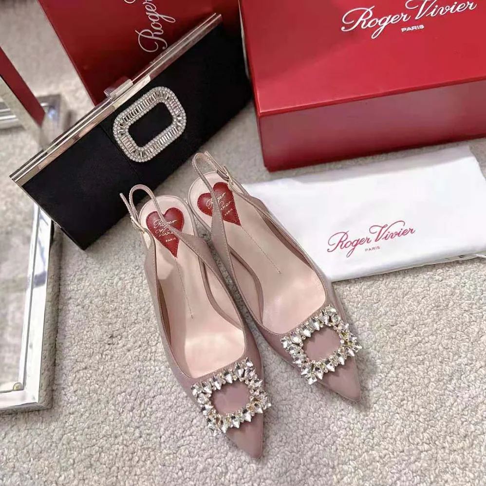 Roger Vivier Virgule Strass Buckle Slingback Pumps in Patent Leather for Women