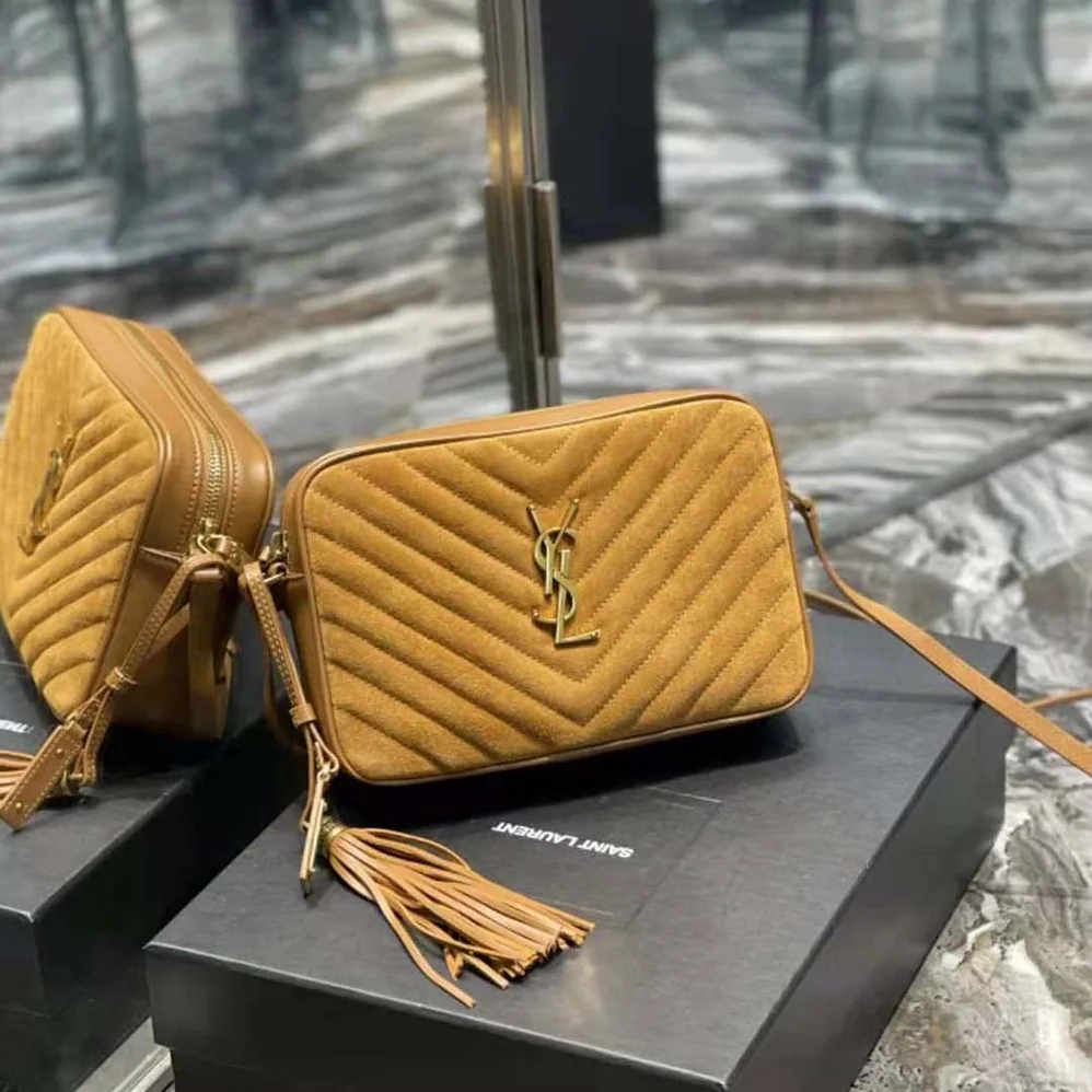 Saint Laurent YSL Lou Camera Bag in Quilted Suede and Smooth Leather for Women