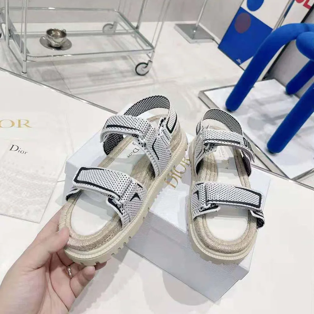 Dior Dioract Sandal White and Black Technical Mesh and Rubber for Women