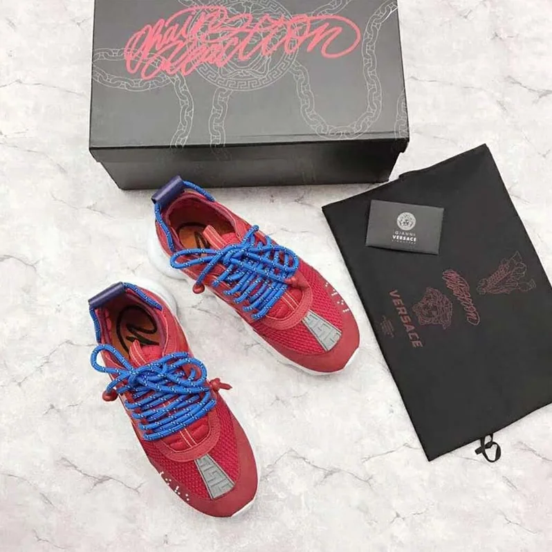 Versace Shoes Chain Reaction Sneakers for Men in Red Versace Shoes Chain Reaction Sneakers for Men in Red