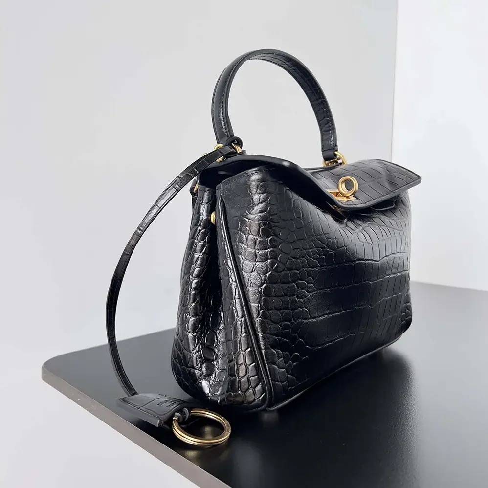 Balenciaga Rodeo Mini Handbag Supple Crocodile Embossed in Black for Women Balenciaga Rodeo Mini Handbag Supple Crocodile Embossed in Black for Women